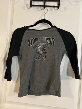 Harley-Davidson IndyWest Plainfield IN 3/4 Sleeve Raglan Shirt Small
